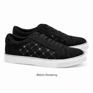 Kenneth Cole Reaction Bonnie Quilt Sneakers Rhinestones Black Micro size 6.5